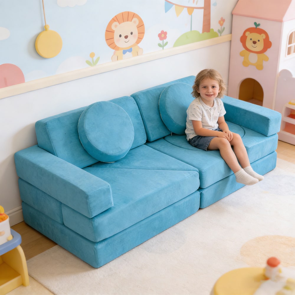 Modular Kids Play Couch Suede Fabric Sofa For Playroom Bedroom_voghion.com